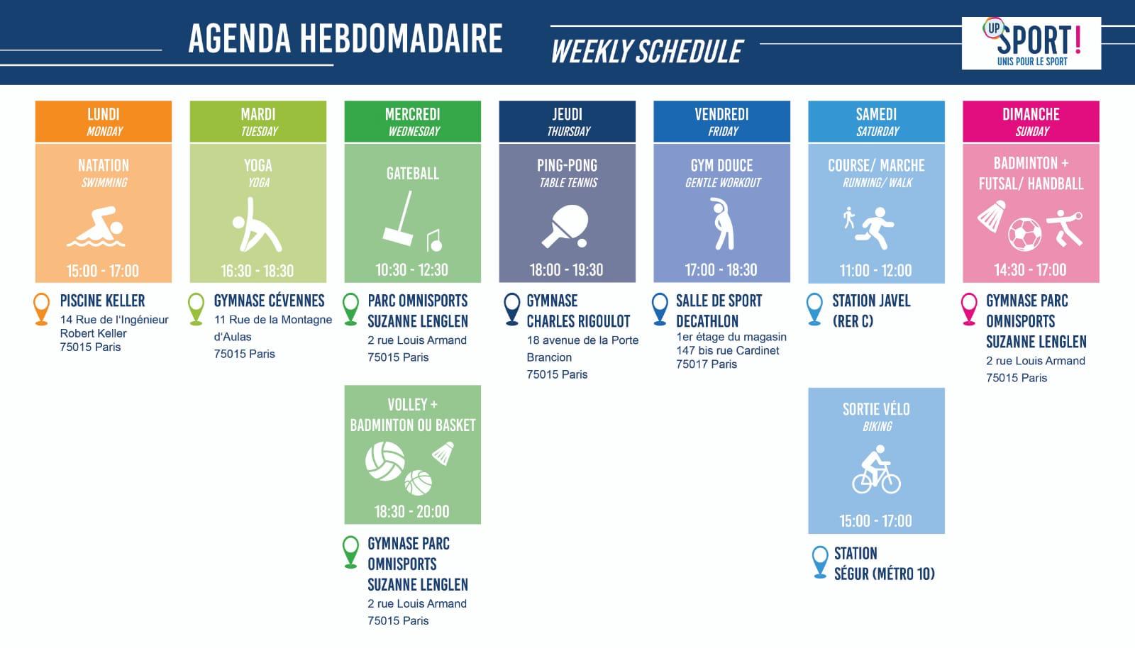 agenda up sport semaine